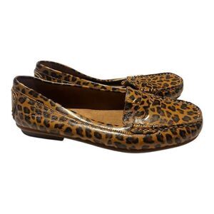 Aerosoles Size 7.5 Animal Print Loafers Flats Brown Cheetah Leopard Comfortable